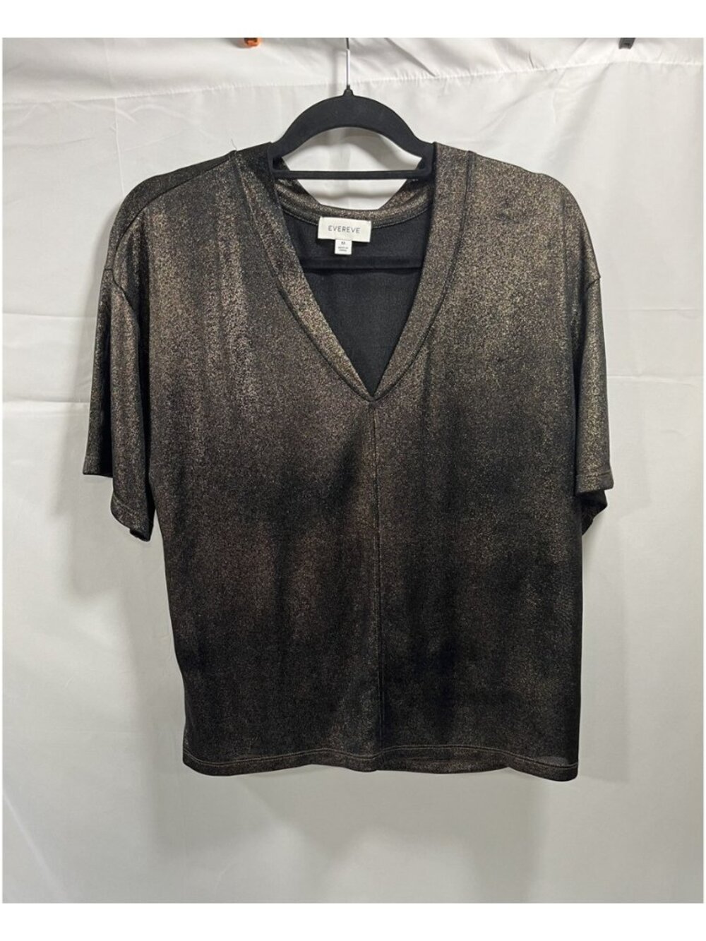 EVEREVE Brown Gold Metallic Top Women's Size M Pol